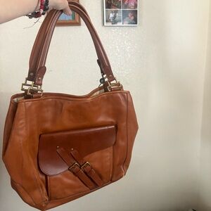 Vintage Ralph Lauren Tan Leather Saddle Bag Larchmont Tote